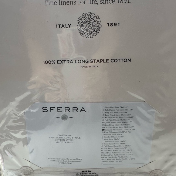 Sferra NEW standard pillow cases (pair) Giotto - Color “Honey” - Picture 3 of 4
